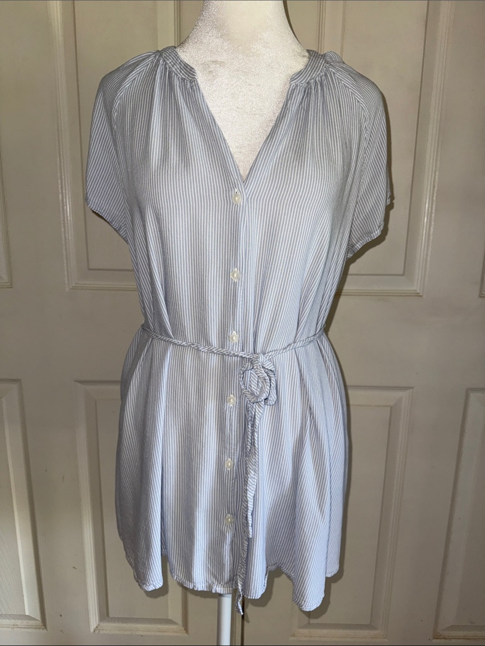 Isabel Maternity By Ingrid & Isabel Blue And White Stripe Button Down Top